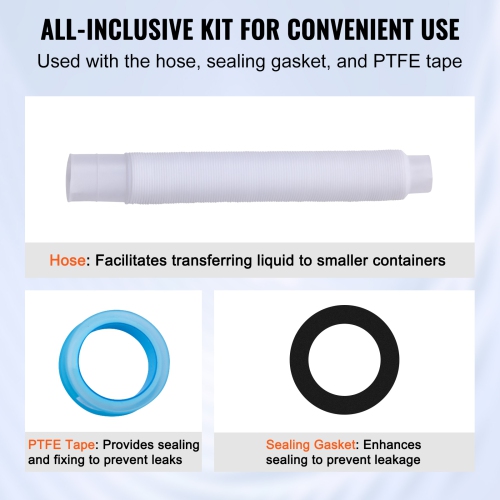 VEVOR 5-55 Gallon Drum Pump, 9.5 oz. Per Stroke, Lever-Action Barrel Pump, Drums with 3-Section Suction Tube Assembly & Hose, Hand Operated, Designed