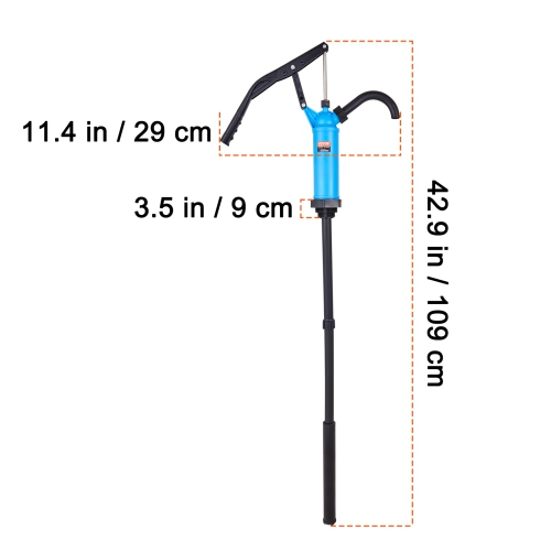 VEVOR 5-55 Gallon Drum Pump, 9.5 oz. Per Stroke, Lever-Action Barrel Pump, Drums with 3-Section Suction Tube Assembly & Hose, Hand Operated, Designed