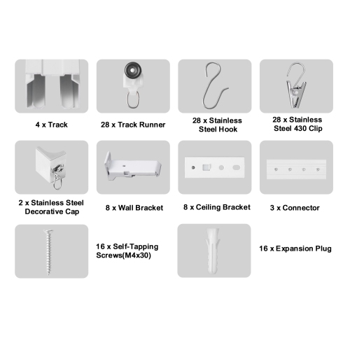 Ensemble de rails à rideaux pour plafond de 11,8 pi/3,6 de VEVOR, système de rails coulissants au plafond pour rideaux, rail séparateur de pièce pour