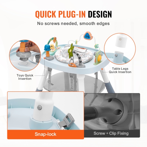 VEVOR 360° Baby Activity Center, Interactive Play Center, Rotating Seat & Adjustable Height, Toddler Jumper Bouncer & Play Table with Developmental