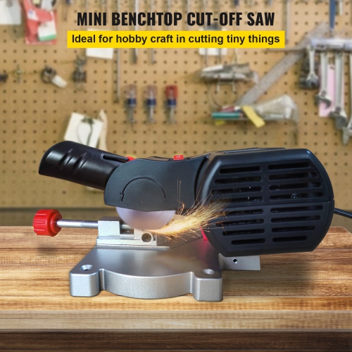 VEVOR 2-5/16" Mini Miter Cut-off Chop Saw, Two Blade of Steel and Resin with 1/2inch Cutting Depth, 0-45° Benchtop Miter Saw for Copper, Aluminum,