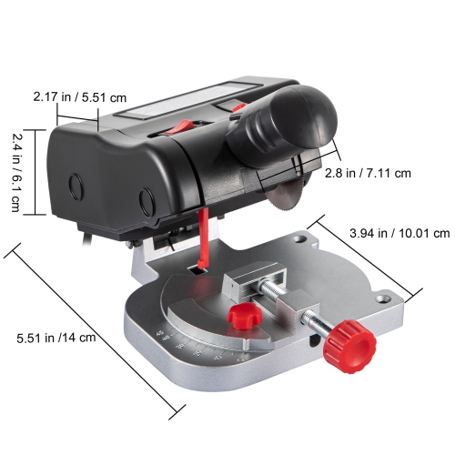 VEVOR 2-5/16" Mini Miter Cut-off Chop Saw, Two Blade of Steel and Resin with 1/2inch Cutting Depth, 0-45° Benchtop Miter Saw for Copper, Aluminum,