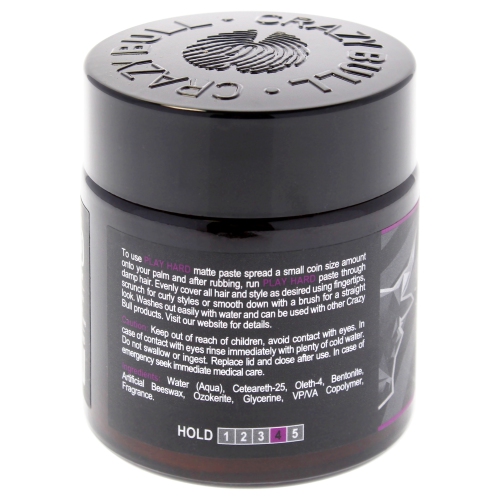 Play Hard Paste - Strong Matte by Crazy Bull Hair for Men - 3.38 oz Paste