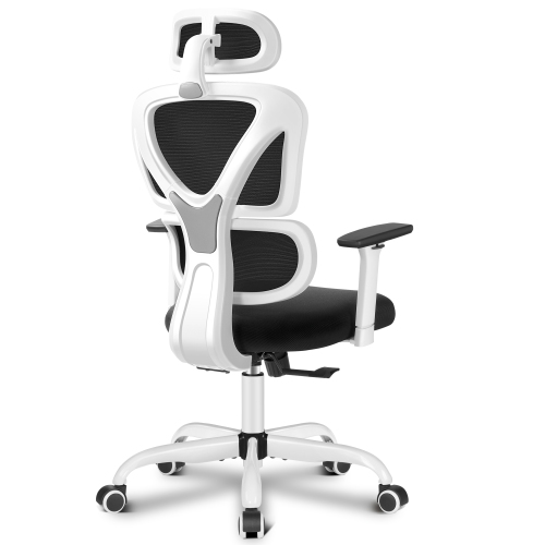 Coolse Ergonomic Mesh Office Chair – Adjustable Headrest, Lumbar Support & Armrests for Home, School, or Gaming （White）