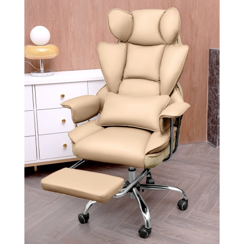 Coolse Big & Tall Ergonomic Office Chair with Foot Rest, High Back PU Leather Executive Chair with metal Armrests, Lumbar Support for Home or Work,