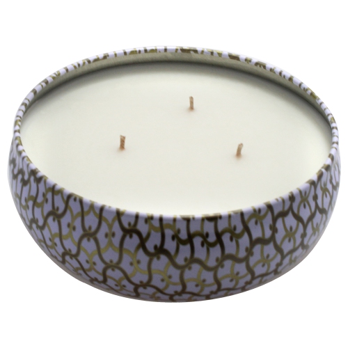 Bougie en étain à 3 mèches - suède blanc par Voluspa pour unisexe - 12 oz Candle