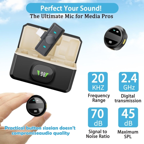 2 Wireless Microphones for iPhone/iPad/Android for Video Recording, YouTube