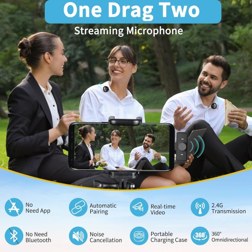 2 Wireless Microphones for iPhone/iPad/Android for Video Recording, YouTube