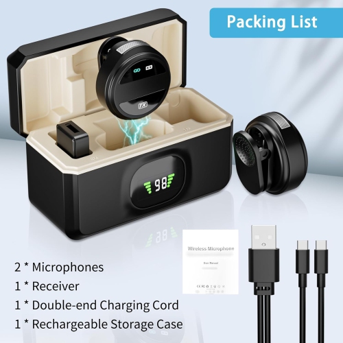 2 Wireless Microphones for iPhone/iPad/Android for Video Recording, YouTube