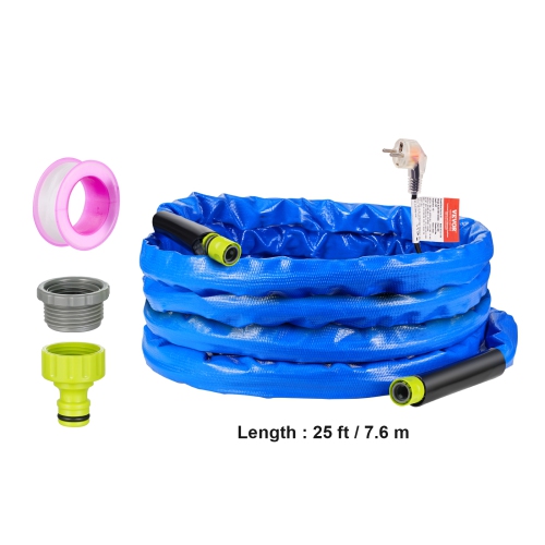 VEVOR 25ft Heated Water Hose for RV, Heated Drinking Water Hose with Corrugated Cover Antifreeze to -45°F, Self-regulating, 5/8" I.D. with 3/4" GHT