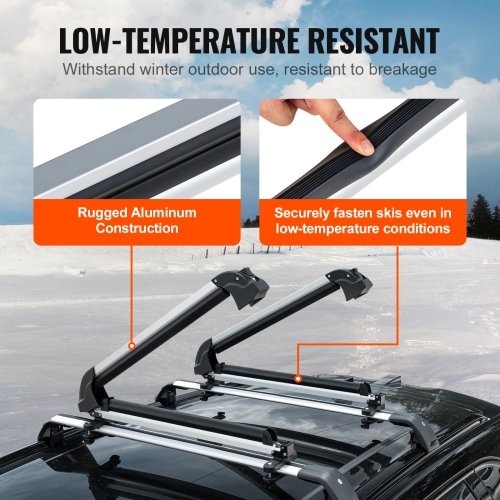 VEVOR 31.7-Inch Universal Ski and Snowboard Roof Rack, for Car Roof Fit Most Crossbars, Carry up to 6 Pairs of Skis or 4 Snowboards, Snowboard Ski