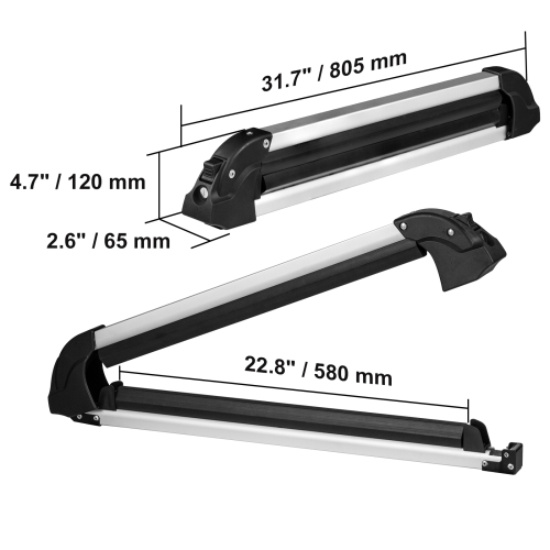 VEVOR 31.7-Inch Universal Ski and Snowboard Roof Rack, for Car Roof Fit Most Crossbars, Carry up to 6 Pairs of Skis or 4 Snowboards, Snowboard Ski