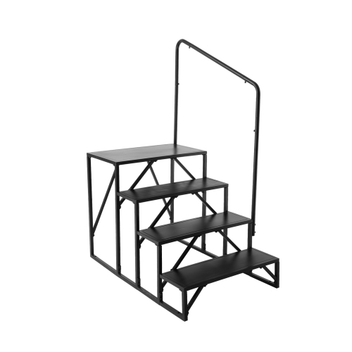 VEVOR 4-Step RV Stairs, RV Steps, 440 LBS Load Capacity, Thickened Carbon Steel, With Handrail, Non-Slip Steps for Safe Entry and Exit, Suit for RV,