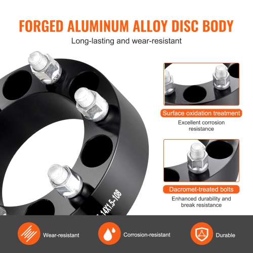 VEVOR 2" 6"x5.5" Wheel Spacers, Wheel Adapters, 6 Lug Forged Spacer, 108 mm Bore Hubcentric M14 x1.5 Studs Spacers, Fit for 1988-2023 Chevrolet, GMC,