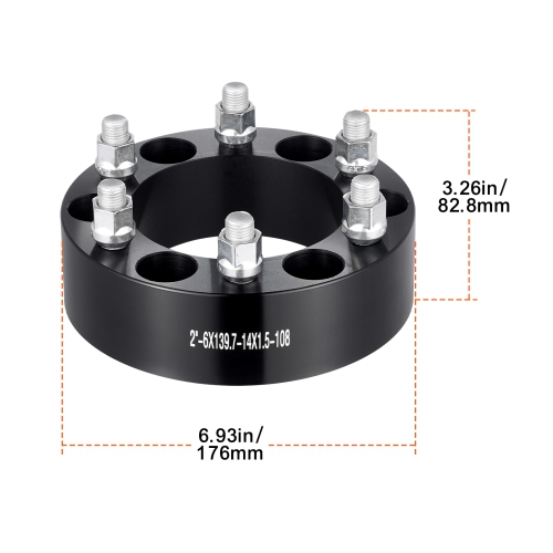 VEVOR 2" 6"x5.5" Wheel Spacers, Wheel Adapters, 6 Lug Forged Spacer, 108 mm Bore Hubcentric M14 x1.5 Studs Spacers, Fit for 1988-2023 Chevrolet, GMC,