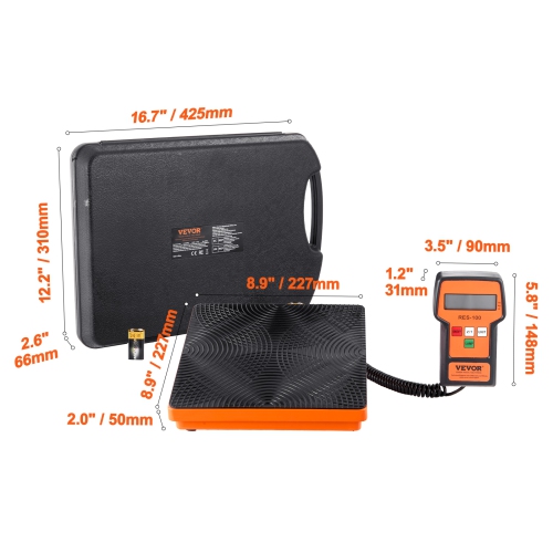 VEVOR 110 LBS Refrigerant Scale HAVC Charging Recovery Freon Scale, with Wired Remote Control, 2g High Precision Electronic Digital Recovery Weight