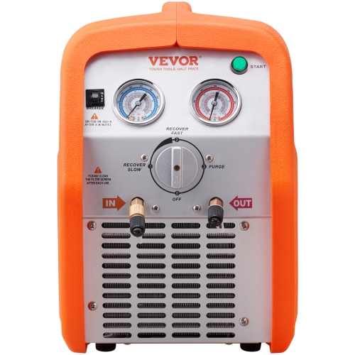VEVOR 1 HP Refrigerant Recovery Machine - Dual Cylinder AC Recovery Machine with High Pressure Protection 120V 60Hz Machine HVAC for Vapor Liquid
