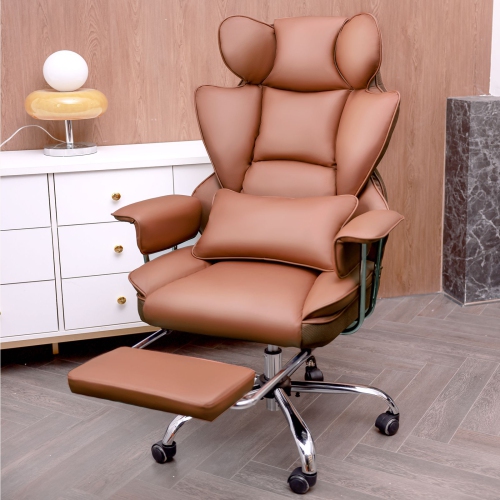Coolse Big & Tall Ergonomic Office Chair with Foot Rest, High Back PU Leather Executive Chair with metal Armrests, Lumbar Support for Home or Work,