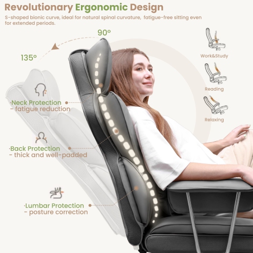 Coolse Big & Tall Ergonomic Office Chair with Foot Rest, High Back PU Leather Executive Chair with metal Armrests, Lumbar Support for Home or Work,