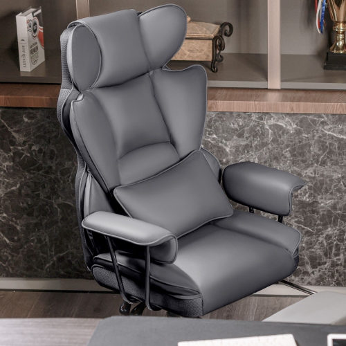 Coolse Big & Tall Ergonomic Office Chair with Foot Rest, High Back PU Leather Executive Chair with metal Armrests, Lumbar Support for Home or Work,