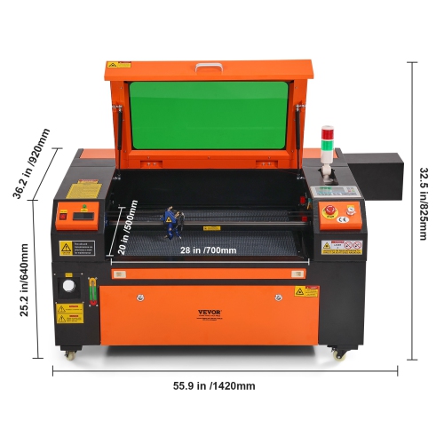 Graveur laser au CO2 VEVOR de 20 x 28&nbsp;po 80&nbsp;W, machine à découper laser 19,7 IPS avec assistance à l'air passe-2 voies, compatible avec