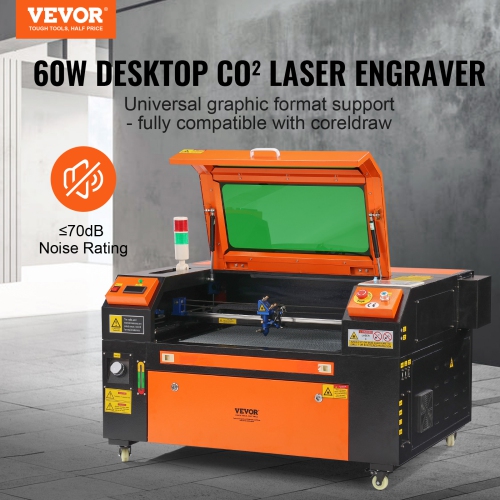 VEVOR 16 x 24 in 60W CO2 Laser Engraver, 19.7 IPS Laser Cutter Machine with 2-Way Pass Air Assist, Compatible with LightBurn, CorelDRAW, AutoCAD,