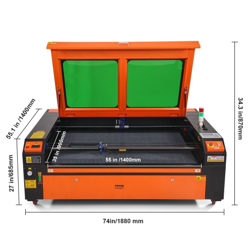 VEVOR 35 x 55 in 130W CO2 Laser Engraver, 19.7 IPS Laser Cutter Machine with 2-Way Pass Air Assist, Compatible with LightBurn, CorelDRAW, AutoCAD,