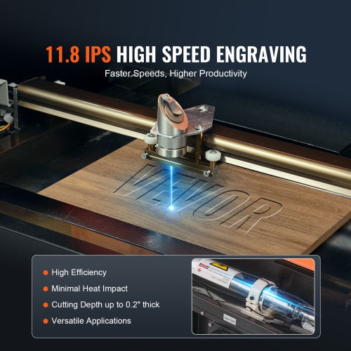 VEVOR 12 x 8 in 40W Desktop CO2 Laser Engraver,11.8 IPS Laser Cutter Machine with Water-Cooled Laser Tube, Compatible with CorelDRAW, Windows XP 7 8