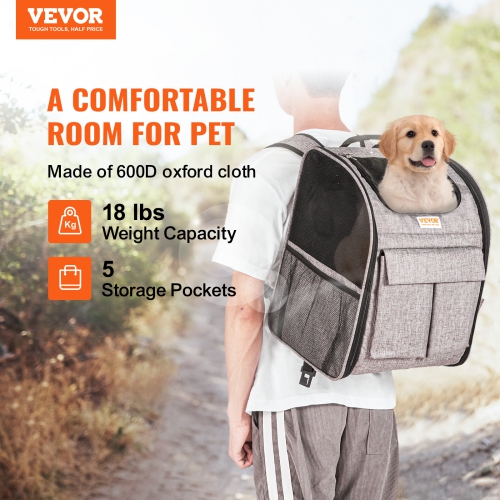 VEVOR 18LBS Rolling Pet Carrier Backpack with Removable Wheels, Large Soft Sided Wheeled Dog Carrier Cat Travel Carrier Airline Approved for Medium