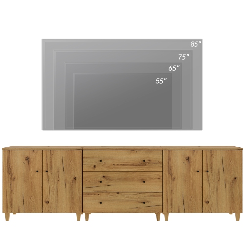 WAMPAT TV Stand for 100+ Inch TVs,3-in-1 Modern Entertainment Center with 4 Doors and 3 Drawers,106" Wooden Media Console Table with Compartments for