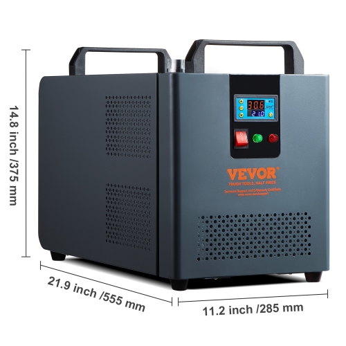 VEVOR KH-6000 Industrial Water Chiller, 200W Industrial Water Cooler Cooling System with Compressor 12 L Water Tank Capacity 7.8 L/min Max Flow Rate,