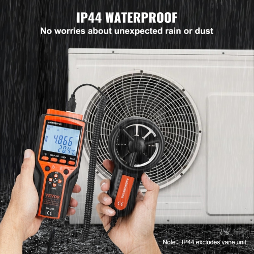 VEVOR 14℉-140℉ Split Handheld Anemometer, Digital Wind Speed CFM Meter Gauge with LED Backlight Screen, Measures Wind Velocity Wind Temperature Air