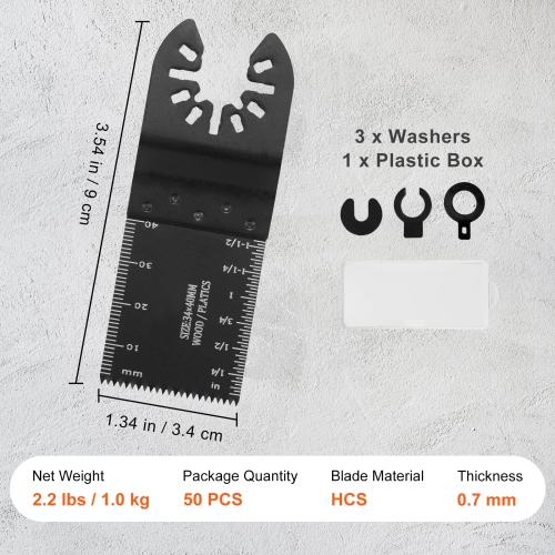 VEVOR 50PCS Oscillating Saw Blades, Universal Quick Release Oscillating Saw Blades, Multitool Tool Blades for Wood Plastic Aluminum, Fit Dewalt Bosch