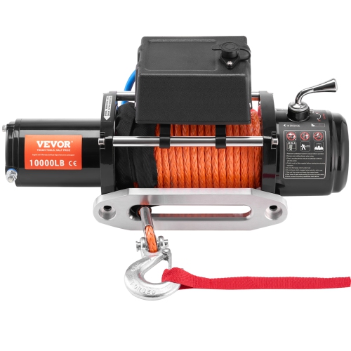 VEVOR 10,000 lb Electric Winch, 12V DC Truck Winch with Φ7/20 in x 65 ft Synthetic Rope Aluminum Fairlead Wireless & Wired Remote Control, IP55