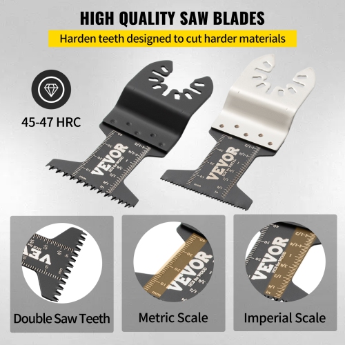 VEVOR 50 PCS Oscillating Saw Blades, Quick Release Multitool Blades Kit, HCS Tool Blades for Wood Plastic Metal Nails Bolts, Compatible with Dewalt