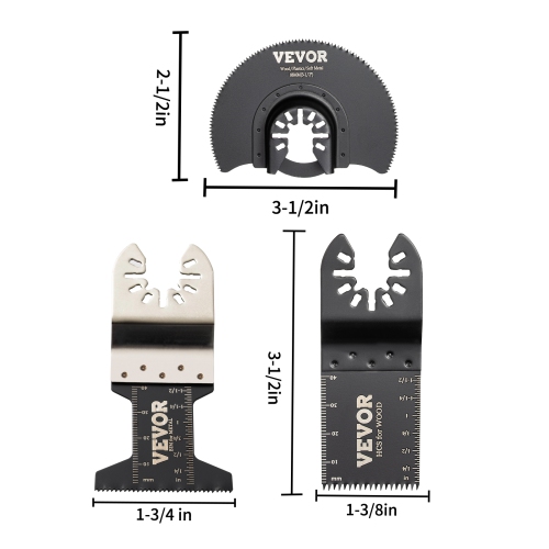 VEVOR 50 PCS Oscillating Saw Blades, Quick Release Multitool Blades Kit, HCS Tool Blades for Wood Plastic Metal Nails Bolts, Compatible with Dewalt