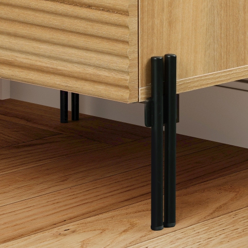 WAMPAT Fluted Nightstands Set of 2 with Charging Station, 18” Modern Bedside Table with 4 Drawers, Wooden End Table with USB Ports and Outlets for