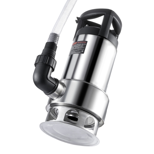 VEVOR 1HP Sump Pump, 4020GPH, 30FT Lift Stainless Steel Submersible Sludge Pump with 26FT Power Cord Automatic ON/OFF Float Switch, Drain Clean/Dirty