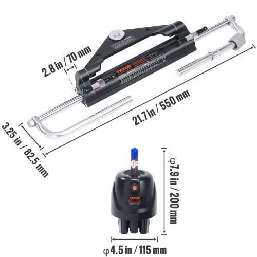 VEVOR 150HP Hydraulic Outboard Steering Kit, Marine Boat Hydraulic Steering System, with Helm Pump Two-Way Lock Cylinder and 24 Feet Hydraulic