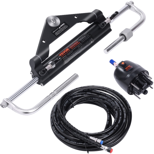 VEVOR 150HP Hydraulic Outboard Steering Kit, Marine Boat Hydraulic Steering System, with Helm Pump Two-Way Lock Cylinder and 24 Feet Hydraulic