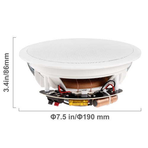VEVOR 6.5 Inch in Ceiling Speakers, 150-Watts, Flush Mount Ceiling & in-Wall Speakers System with 8ΩImpedance 89dB Sensitivity, for Home Kitchen