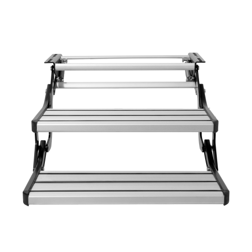 VEVOR 2-Step RV Steps, Manual Retractable RV Stairs, 440 LBS Load Capacity, Aluminum Alloy Steps, Thickened Steel Plate, Non-Slip Steps for Entry and