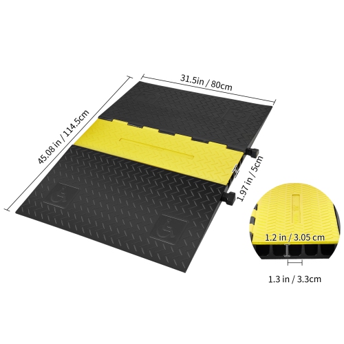 VEVOR 5-Channel Rubber Cable Guard, 22000 lbs per Axle Load Capacity, Durable Cord Protection Ramp with Hinged Lid for Driveway, Speed Control, and