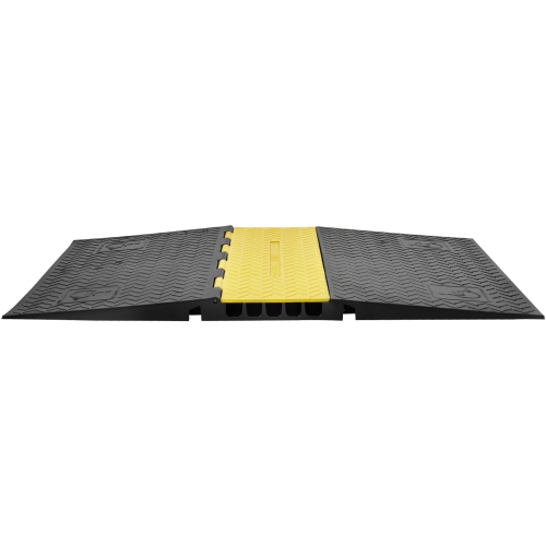 VEVOR 5-Channel Rubber Cable Guard, 22000 lbs per Axle Load Capacity, Durable Cord Protection Ramp with Hinged Lid for Driveway, Speed Control, and