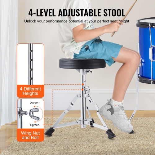 VEVOR 5-Piece Kids Drum Set, 16 in Beginner Full Drum Set with Bass Toms Snare Floor Drum Adjustable Throne Cymbal Hi-Hat Pedal and Two Pairs of