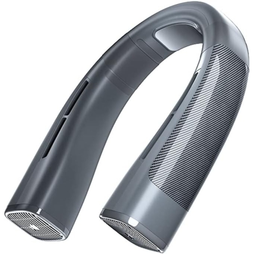 4000MAh Neck Hanging Fan Air Conditioner USB Rechargeable Air Cooler for Summer Sports, Gray