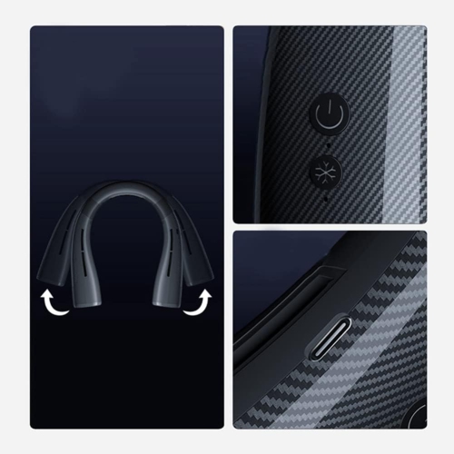 4000MAh Neck Hanging Fan Air Conditioner USB Rechargeable Air Cooler for Summer Sports, Gray