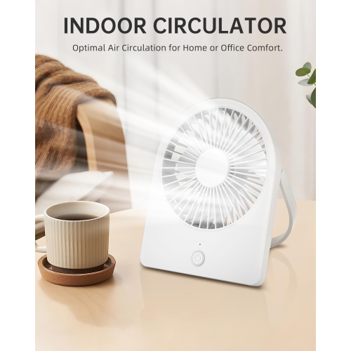 Portable USB Desktop Fan, USB-A Attached Powered Small Personal Fan, 3 Speeds, Hangable Mini Foldable Desktop Fan