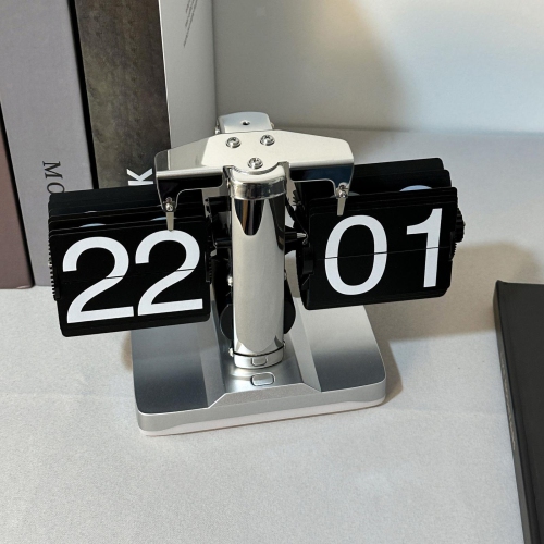 Modern Flip Clock with Ambient Lighting - Ultra-Quiet Page Turning Mechanism, Minimalist Design for Living Room/Bedroom/Workspace