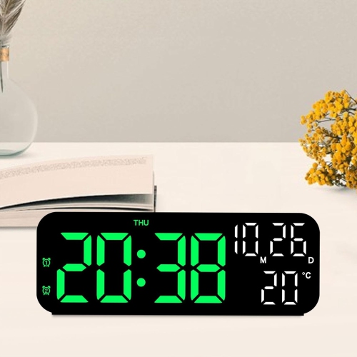 9 Inch Digital Clock, Simple Alarm Clock, Multi-Function LED Clock, 3 Levels Adjustable Brightness, Date/Snooze Alarm/Temperature Display, Suitable